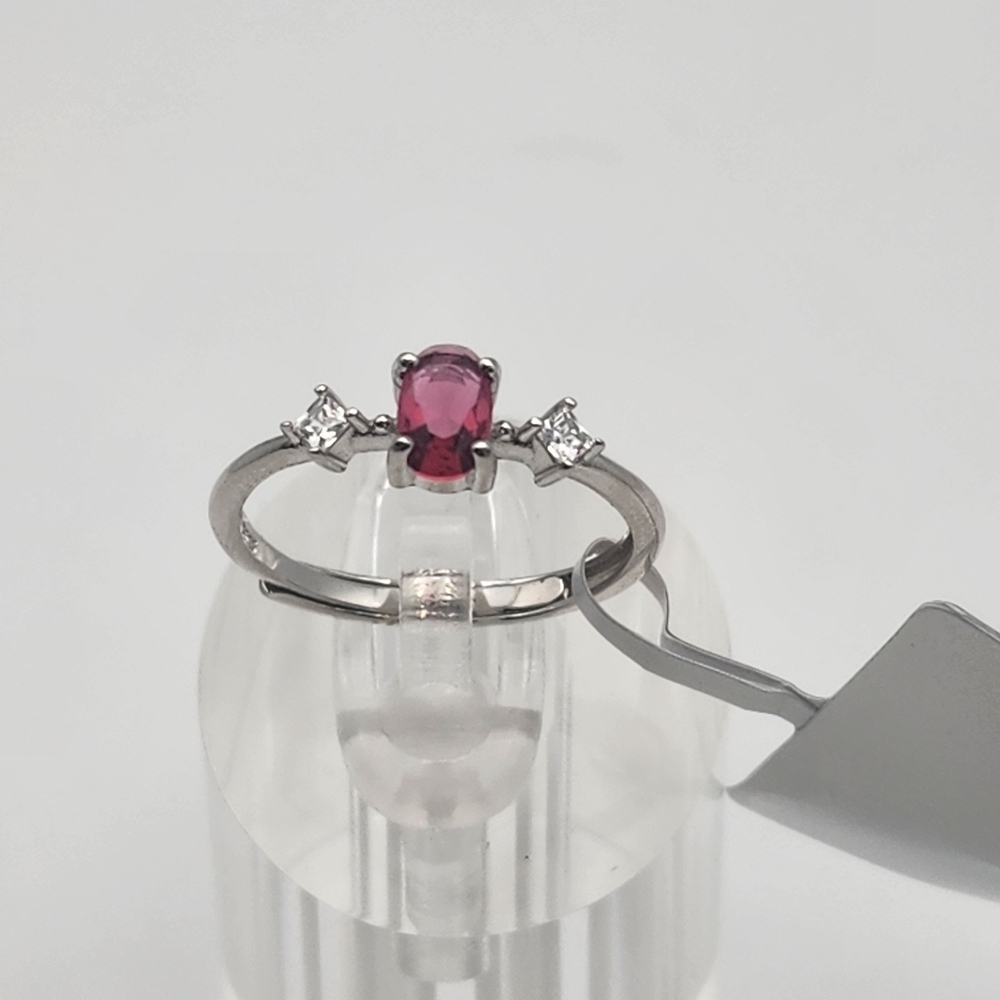NWT Sterling Silver & Lab Created Pink Topaz Adjustable Ring